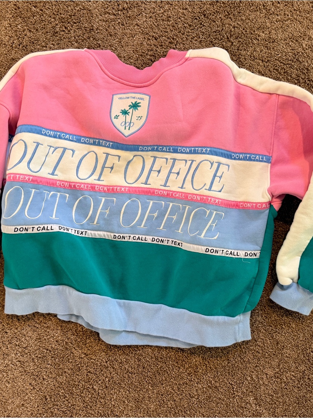 Out of Office Colorblock Yellow The Label Sweatshirt - Pink & Teal